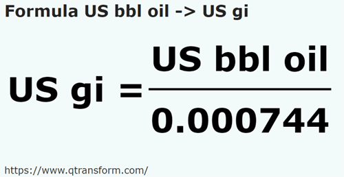 formula Tong (minyak) US kepada US gills - US bbl oil kepada US gi