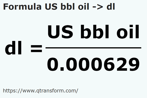 formula Barili americani (petrol) in Decilitri - US bbl oil in dl