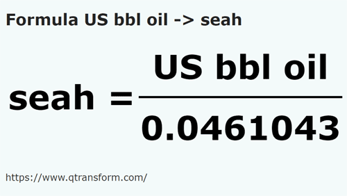 formula US Barrels (Oil) to Seah - US bbl oil to seah