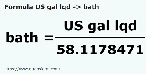 formule US gallon Vloeistoffen naar Homer - US gal lqd naar bath