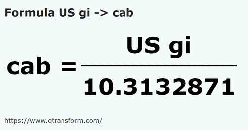 formula US gills to Cabs - US gi to cab