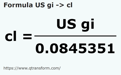 formula US gills kepada Sentiliter - US gi kepada cl