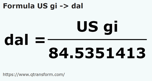 formula Gill amerykańska na Dekalitr - US gi na dal