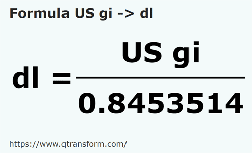 formula Gills estadounidense a Decilitros - US gi a dl