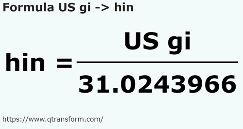 formula US gills to Hins - US gi to hin