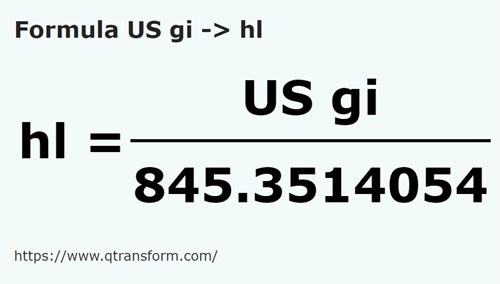 formula US gills to Hectoliters - US gi to hl