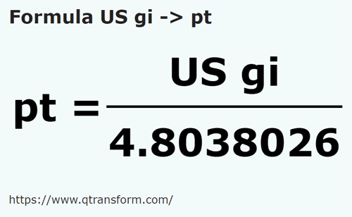 umrechnungsformel Gills americane in Britische Pinten - US gi in pt