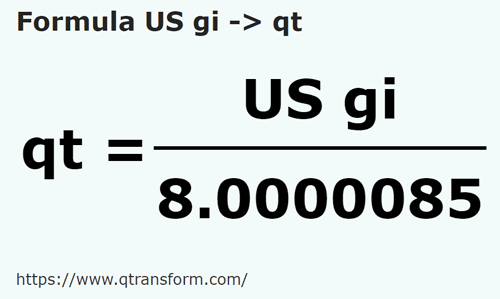 formula жабры американские в Кварты США (жидкости) - US gi в qt