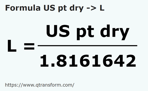 formula Pinte americane aride in Litri - US pt dry in L