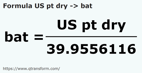 formula Пинты США (сыпучие тела) в Бат - US pt dry в bat