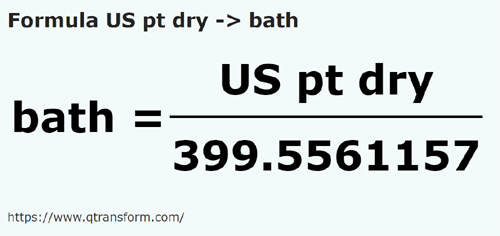 formule Amerikaanse vaste stoffen pint naar Homer - US pt dry naar bath