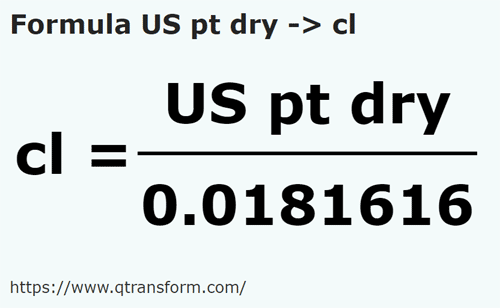 formule Pinte américaine sèche en Centilitres - US pt dry en cl