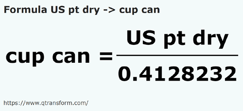 formula US pints (dry) to Cups (Canada) - US pt dry to cup can