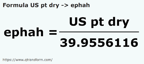 formula Пинты США (сыпучие тела) в Ефа - US pt dry в ephah
