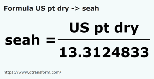 formula US pints (dry) to Seah - US pt dry to seah