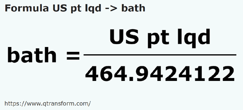 formula US pints to Homers - US pt lqd to bath