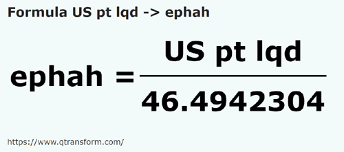 formula Pintas estadounidense líquidos a Efás - US pt lqd a ephah