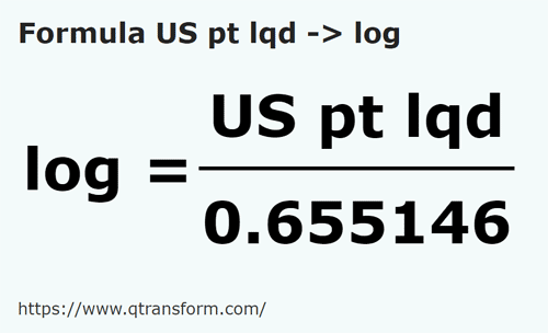 umrechnungsformel Amerikanische Pinten (flüssig) in Log - US pt lqd in log