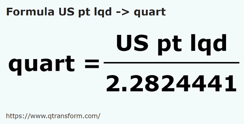 formula US pints to Quarts - US pt lqd to quart