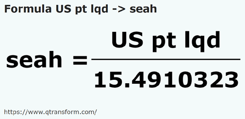 formula US pints to Seah - US pt lqd to seah