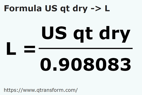 formula Kuart (kering) US kepada Liter - US qt dry kepada L