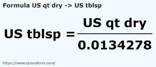 formule Quarts américains sec en Cuillères à soupe américaines - US qt dry en US tblsp