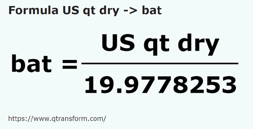 formula US quarts (dry) to Baths - US qt dry to bat