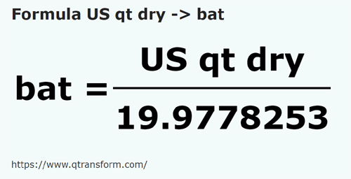 formula Quartos estadunidense seco em Batos - US qt dry em bat