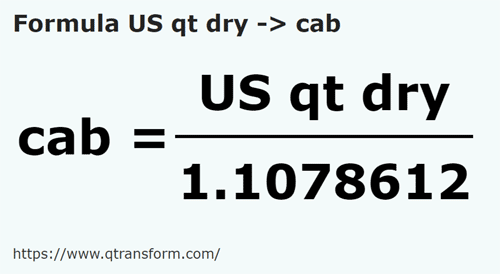 formula Кварты США (сыпучие тела) в Каб - US qt dry в cab