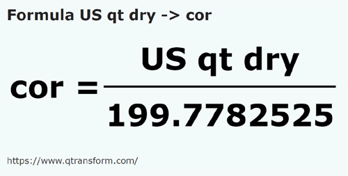 formula Kwarta amerykańska dla ciał sypkich na Kor - US qt dry na cor