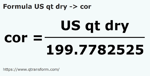 formula US quarts (dry) to Cors - US qt dry to cor