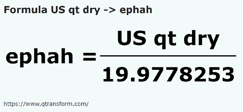 formula Kwarta amerykańska dla ciał sypkich na Efa - US qt dry na ephah