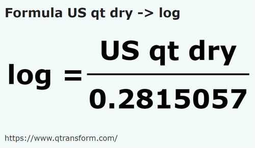 formula Kwarta amerykańska dla ciał sypkich na Logy - US qt dry na log
