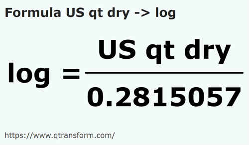 formule Amerikaanse quart vaste stoffen naar Log - US qt dry naar log