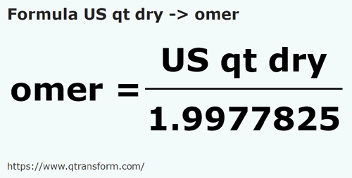 formula Sferturi de galon SUA (material uscat) in Omeri - US qt dry in omer
