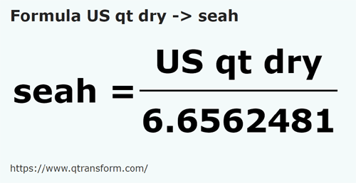 formula US quarts (dry) to Seah - US qt dry to seah