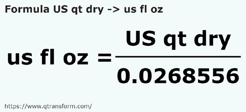 formule Amerikaanse quart vaste stoffen naar Amerikaanse vloeibare ounce - US qt dry naar us fl oz