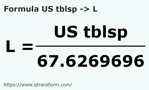 formula Camca besar US kepada Liter - US tblsp kepada L
