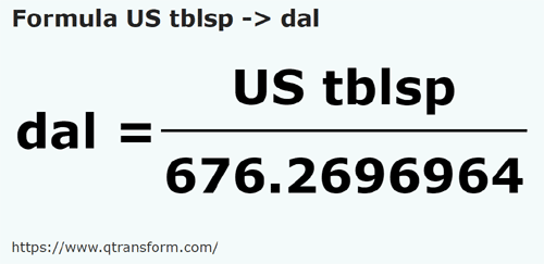 formula Столовые ложки (США) в декалитру - US tblsp в dal