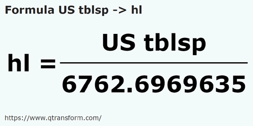 formula Столовые ложки (США) в гектолитр - US tblsp в hl