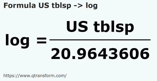 formule Amerikaanse eetlepels naar Log - US tblsp naar log
