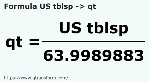 umrechnungsformel US Löffel in Amerikanische Quarte (flüssig) - US tblsp in qt