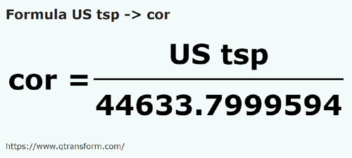 formula US teaspoons to Cors - US tsp to cor