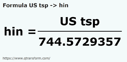 formula Чайные ложки (США) в Гин - US tsp в hin