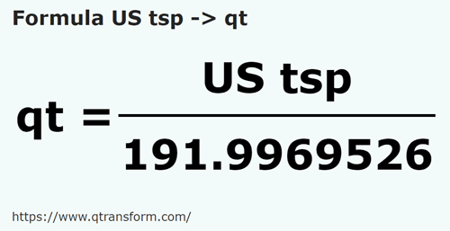 umrechnungsformel Amerikanische Teelöffel in Amerikanische Quarte (flüssig) - US tsp in qt