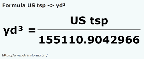 formula Чайные ложки (США) в кубический ярд - US tsp в yd³
