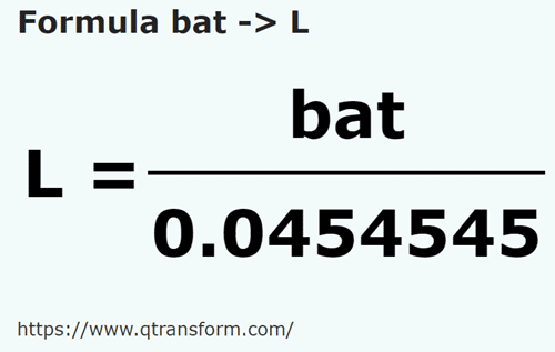 formula Bath kepada Liter - bat kepada L