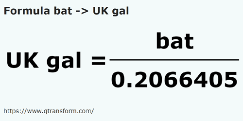 formula Bati in Galloni imperiali - bat in UK gal