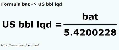 formula Бат в Баррели США (жидкости) - bat в US bbl lqd