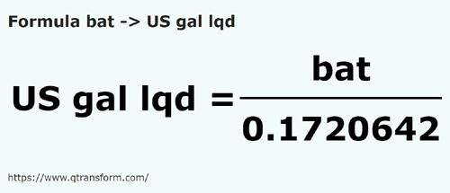 formula Bato a Galónes estadounidense líquidos - bat a US gal lqd